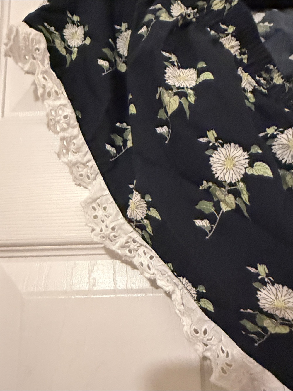 Anthropologie Navy Floral Lace-Trim Pajama Shorts and Too - Picture 9 of 14